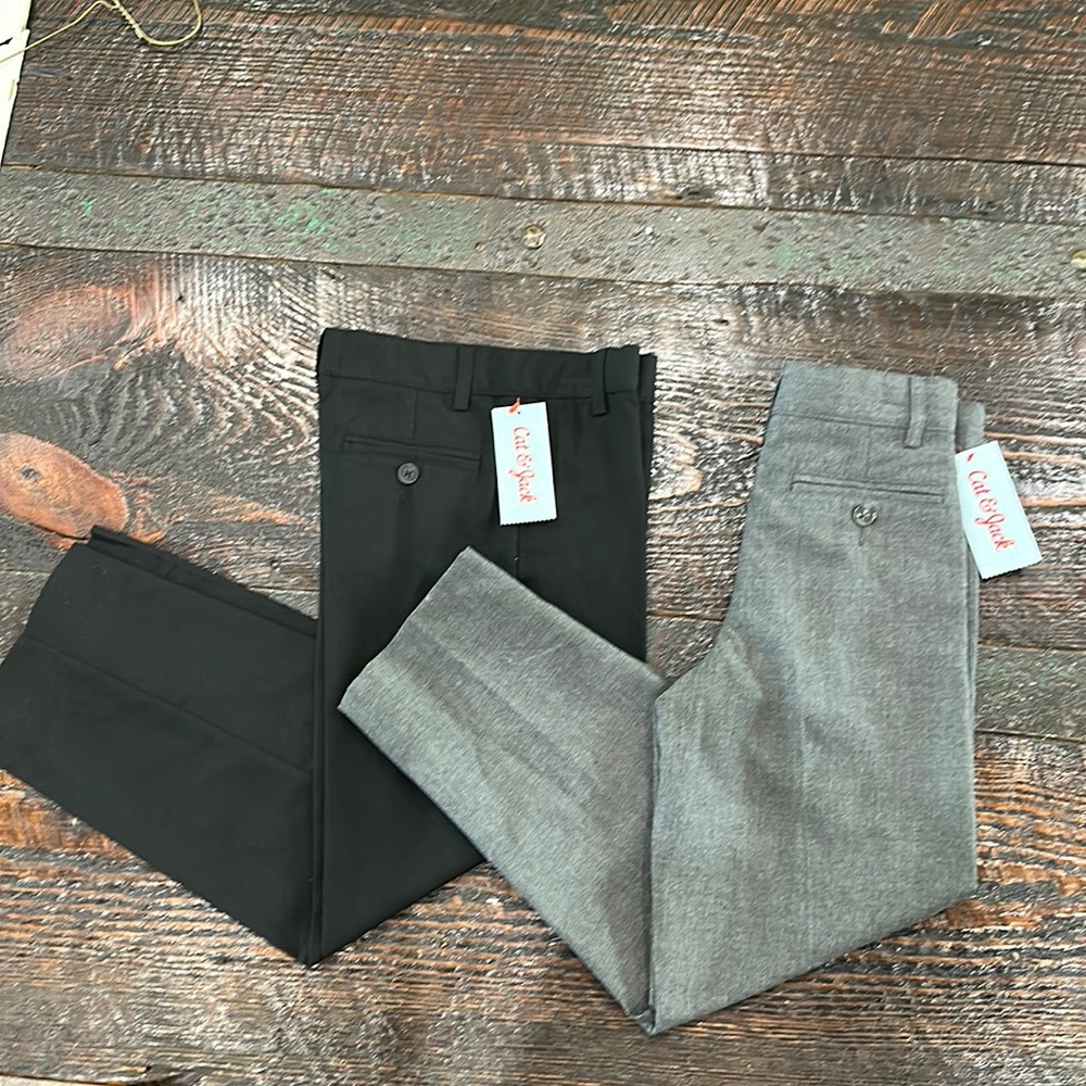 Size 7 Cat & Jack boys slacks black and gray selling together